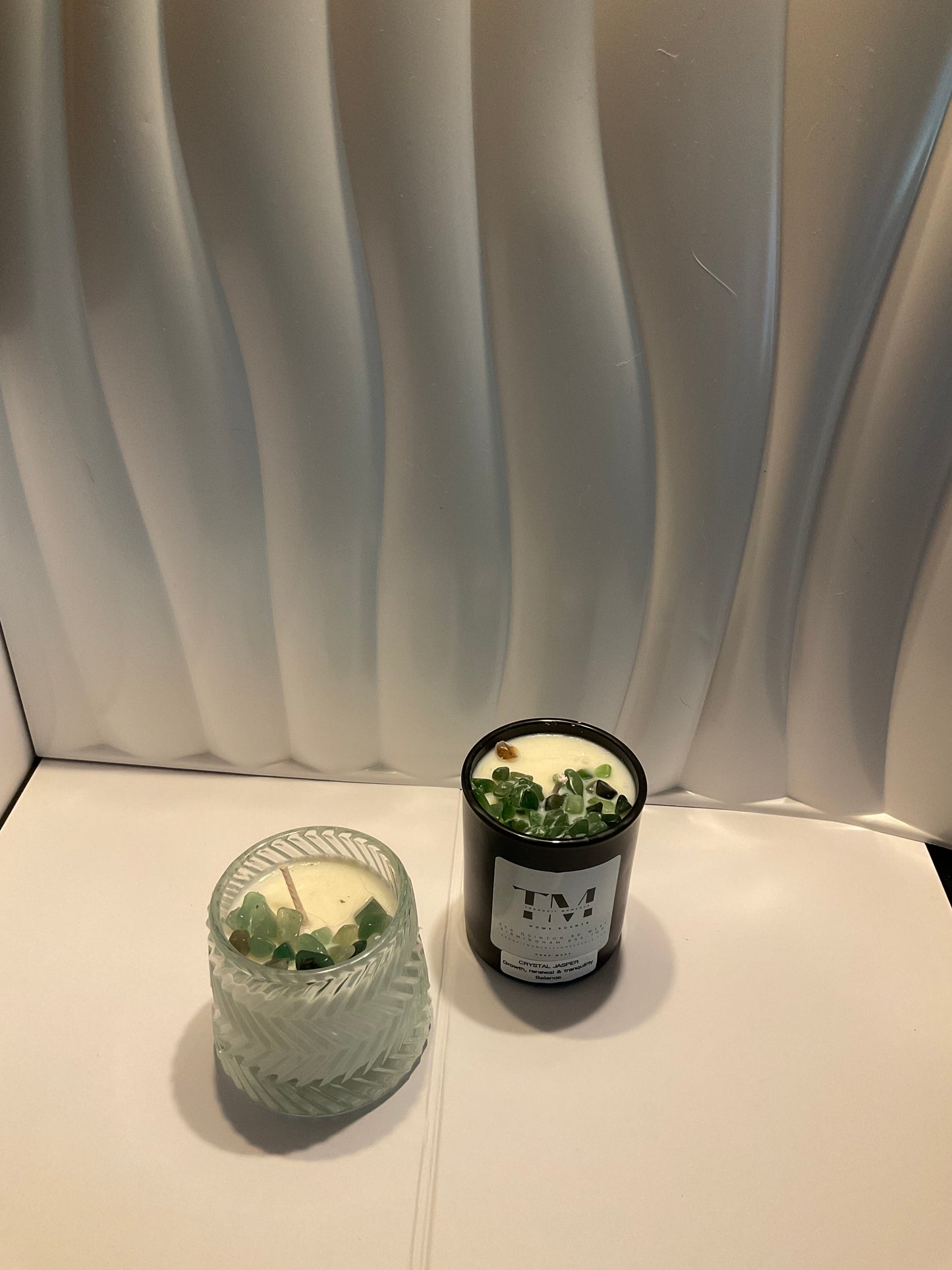 Vegan Soy Wax Crystal Candles - Green Jasper